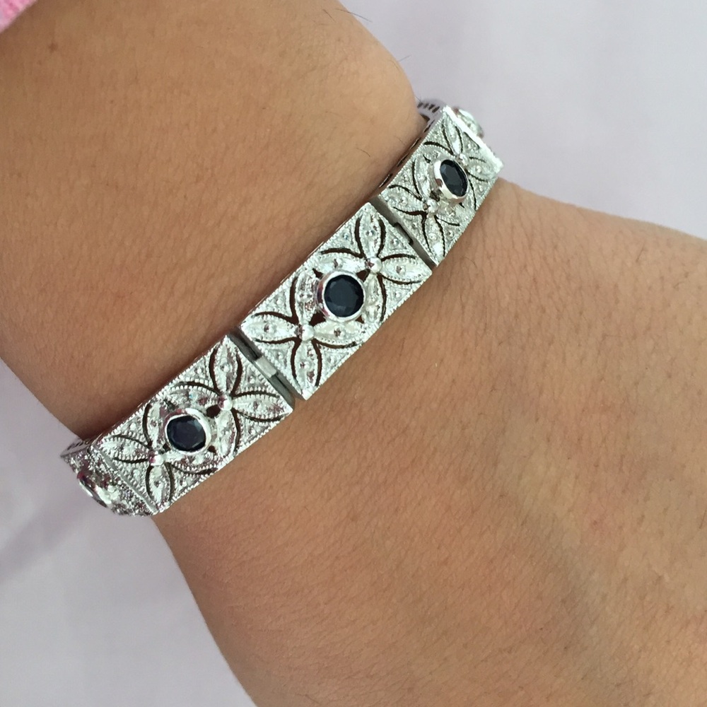 Silver Blue Sapphire Tennis Bracelet